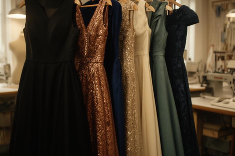 Formal gowns hanging on a rail in a warm Northampton design studio