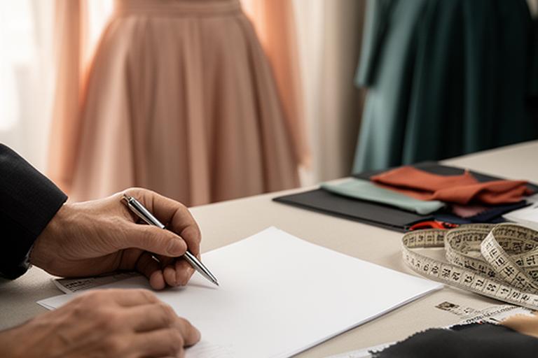 Client signing a consent form during a private evening wear fitting appointment