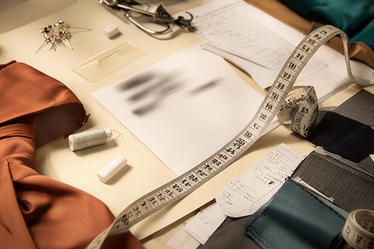 Close view of handwritten garment measurements and appointment notes in a fashion studio